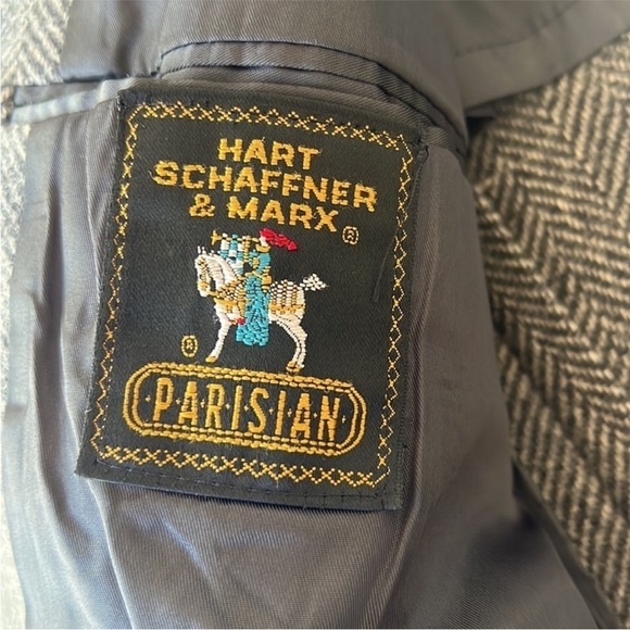 Hart Schaffer & Marx‎ Vintage Wool Herringbone Pattern Sports Coat Blazer Jacket - Picture 7 of 15